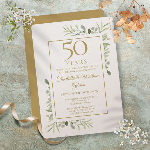 Convites Aniversário de Bodas de Ouro de 50 anos Luxuoso co
