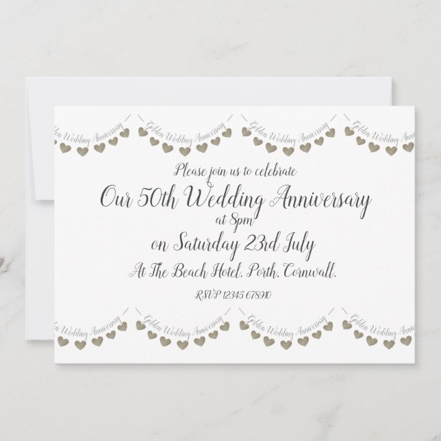 Convites Aniversário de bodas de ouro de 50 anos moderno (Frente)