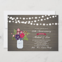 Convites Aniversário de Bodas de Ouro de Madeira Rústica 50