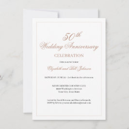 Convites Aniversário de Bodas de Ouro Rosa Elegante 50