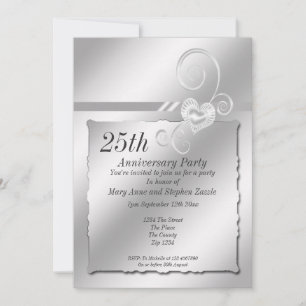 Convites Aniversário de Bodas de Prata Coração