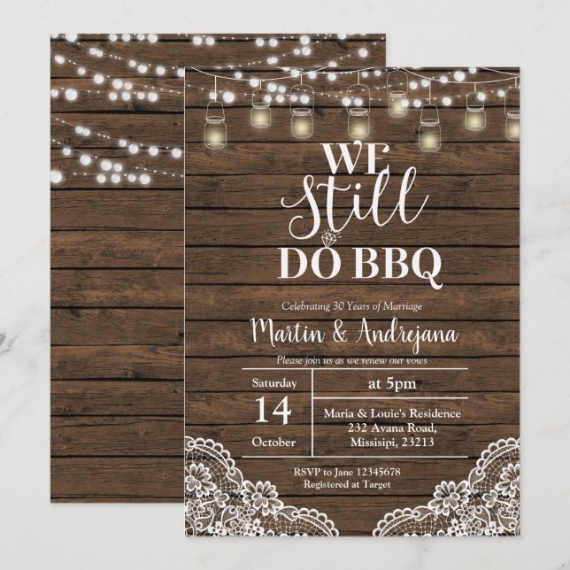 Convites Aniversário de Bodas de Renda Ainda Fazemos Aniver (Frente/Verso)