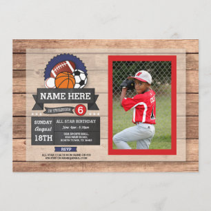 Convites Aniversário de Bola de Futebol do Star Sports Pho