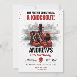 Convites Aniversário de Boxe Aquarela Personalizado