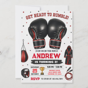 Convites Aniversário de Boxe Personalizado