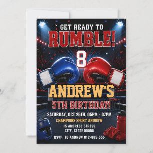 Convites Aniversário de boxe Pronto para Rumble Pessoal