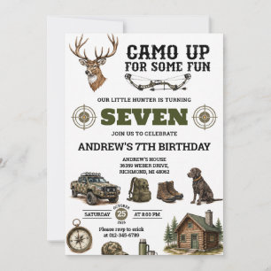 Convites Aniversário de caça com camuflagem personalizada