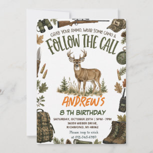 Convites Aniversário de Caça Personalizado ao Ar Livre