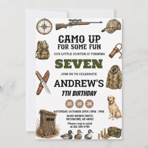 Convites Aniversário de Caça Personalizado Camuflagem para