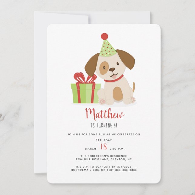 Convites Aniversário de Cachorrinho Fofo (Frente)