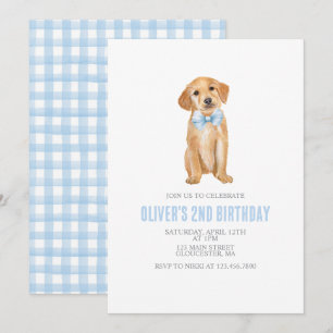 Convites Aniversário de cachorrinho préppy xadrez