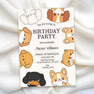 Convites Aniversário de cachorrinhos fofos