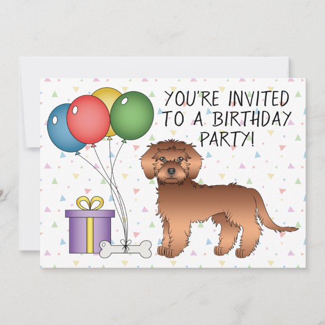 Convites Aniversário de Cachorro de Desenho Animado Fofo Mi (Frente)