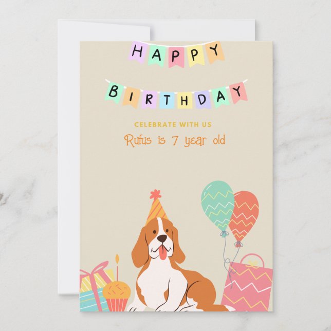 Convites aniversário de cachorro personalizado (Frente)