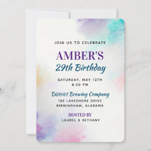 Convites Aniversário de Canvas pintada