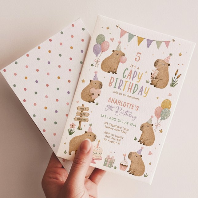 Convites Aniversário de Capivara Fofa: Garota de Pastéis Ma (Criador carregado)