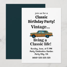 Convites Aniversário de Carro Clássico Antigo