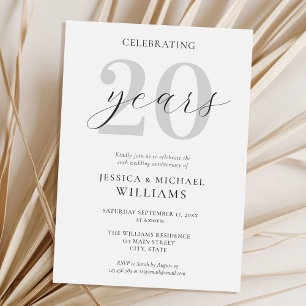 Convites Aniversário de Casamento 20 minimalista elegante m