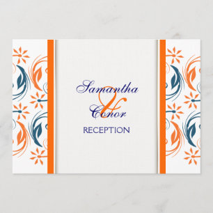 Convites Aniversário de casamento azul branco alaranjado