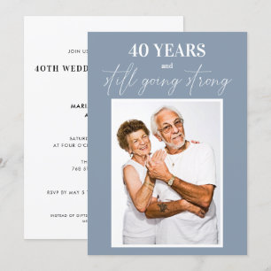 Convites Aniversário de Casamento Azul Empoeirado Qualquer 