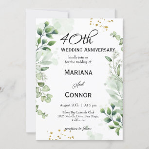 Convites Aniversário de Casamento Boho Caprichoso com Verde