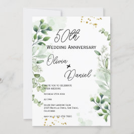 Convites Aniversário de Casamento Boho Terroso com Verde 