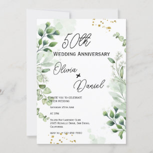 Convites Aniversário de Casamento Boho Terroso com Verde 