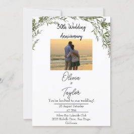 Convites Aniversário de Casamento Clássico Greenery