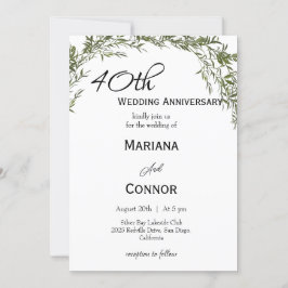 Convites Aniversário de Casamento Clássico Moderno com Folh