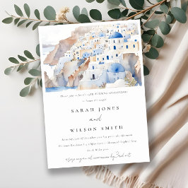 Convites Aniversário de Casamento com Aquarela da Grécia Sa