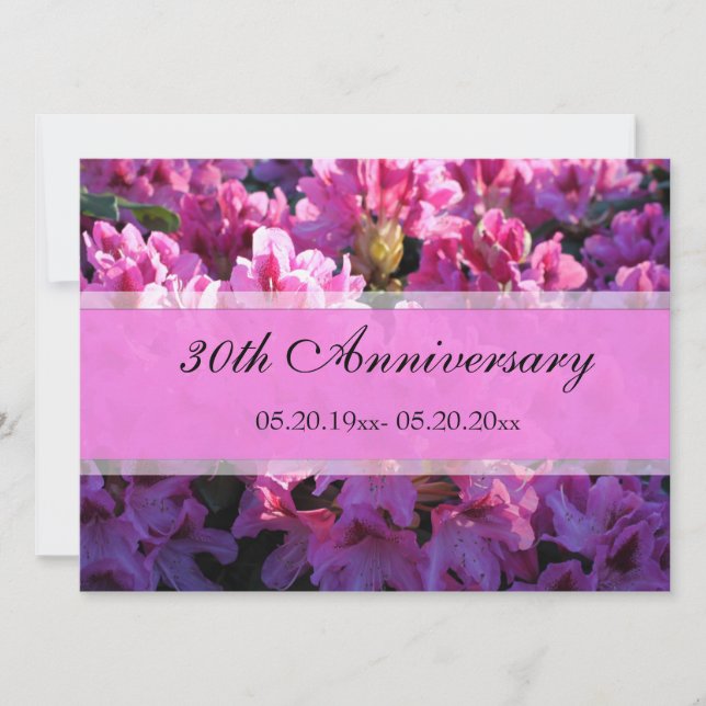 Convites Aniversário de casamento com azálea rosa em flor (Frente)