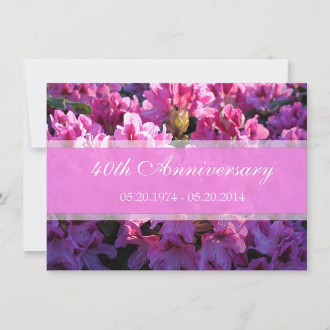 Convites Aniversário de casamento com azálea rosa em flor (Frente)