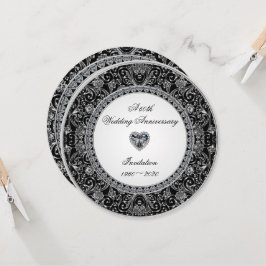 Convites Aniversário de Casamento com Diamante Ônix Preto