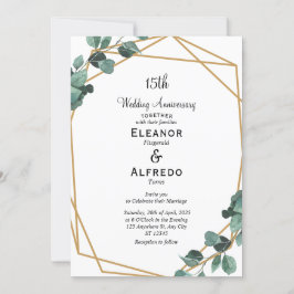 Convites Aniversário de Casamento com Folhagem Esmeralda Mo