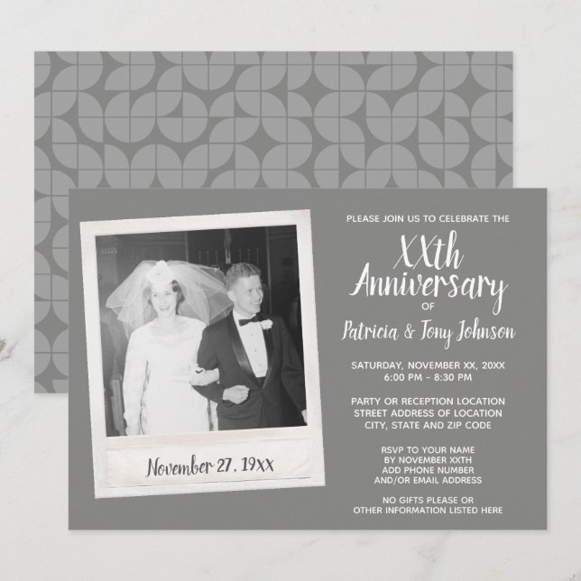 Convites Aniversário de Casamento com Foto Antiga (Frente/Verso)