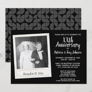 Convites Aniversário de Casamento com Foto Antiga - preto