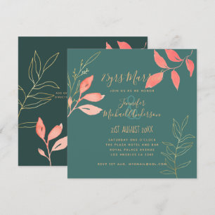 Convites ANIVERSÁRIO DE CASAMENTO Contemporâneo Coral Turqu