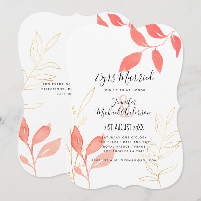 Convites ANIVERSÁRIO DE CASAMENTO CONTEMPORÂNEO QUALQUER Ma (Frente/Verso)