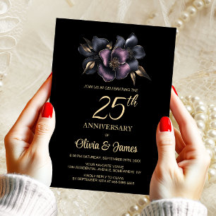 Convites Aniversário de Casamento da 25 Floral da Cinza Dus