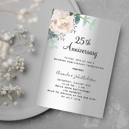 Convites Aniversário de casamento da 25 floral de prata