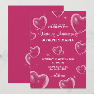 Convites Aniversário de Casamento da Bela Coração Rosa