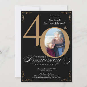 Convites Aniversário de Casamento da Caligrafia Dourada Ne