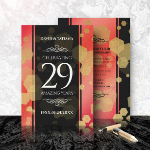 Convites Aniversário de Casamento da Elegante 29 Garnet