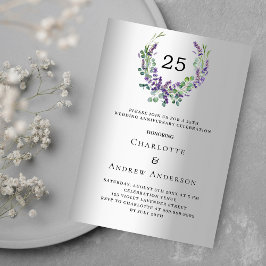 Convites aniversário de casamento da lavanda prateada das f