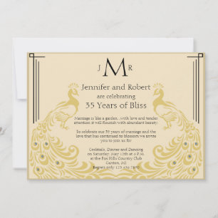 Convites Aniversário de Casamento da Peacock Elegance Art D