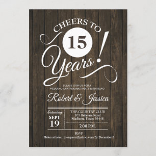 Convites Aniversário de Casamento de 15 Anos Rústico com Pa