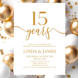 Convites Aniversário de Casamento de 15 de Champagne Minima