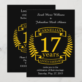Convites Aniversário de casamento de 17 anos com a pedra pr