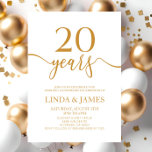 Convites Aniversário de Casamento de 20 de Champagne Minima<br><div class="desc">Este é um convite minimalista de 20 de Casamento Branco de Champagne.</div>