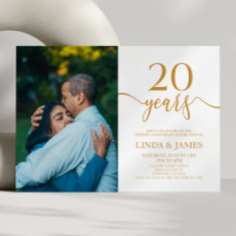 Convites Aniversário de Casamento de 20 de Champagne Minima